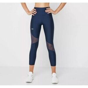 Women's UA Project Rock HeatGear Armour Ankle Crop Navy Leggings 1346016 XL